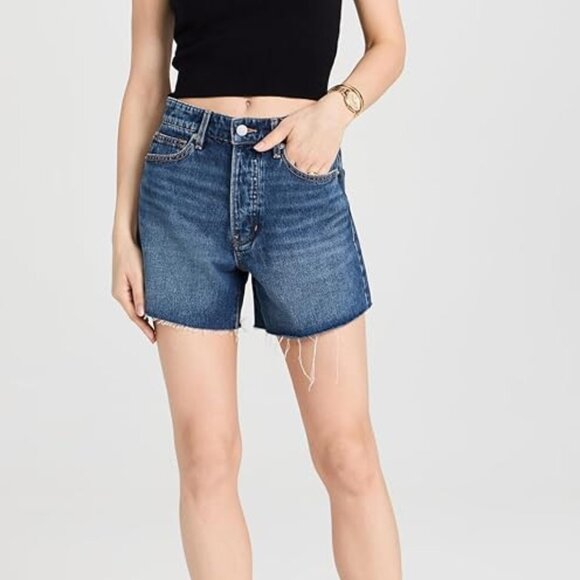 Veronica Beard Ellis Cutoff Denim Shorts in Stoned Bright Blue - Main Image